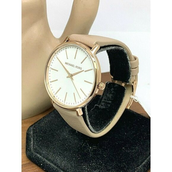 Michael Kors Women's Watch MK2748 Pyper Quartz White Dial Rose Gold Leather Band - Picture 2 of 13